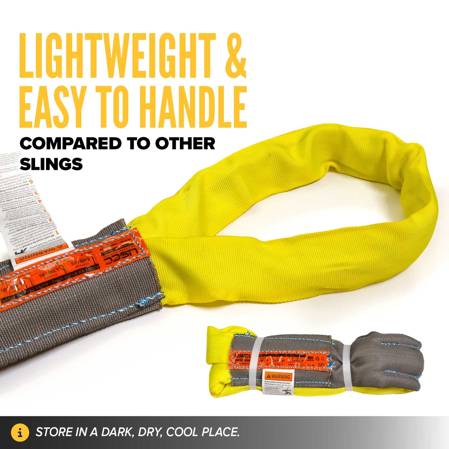 poly roundslings are lightweight & easy to handle compared to other slings