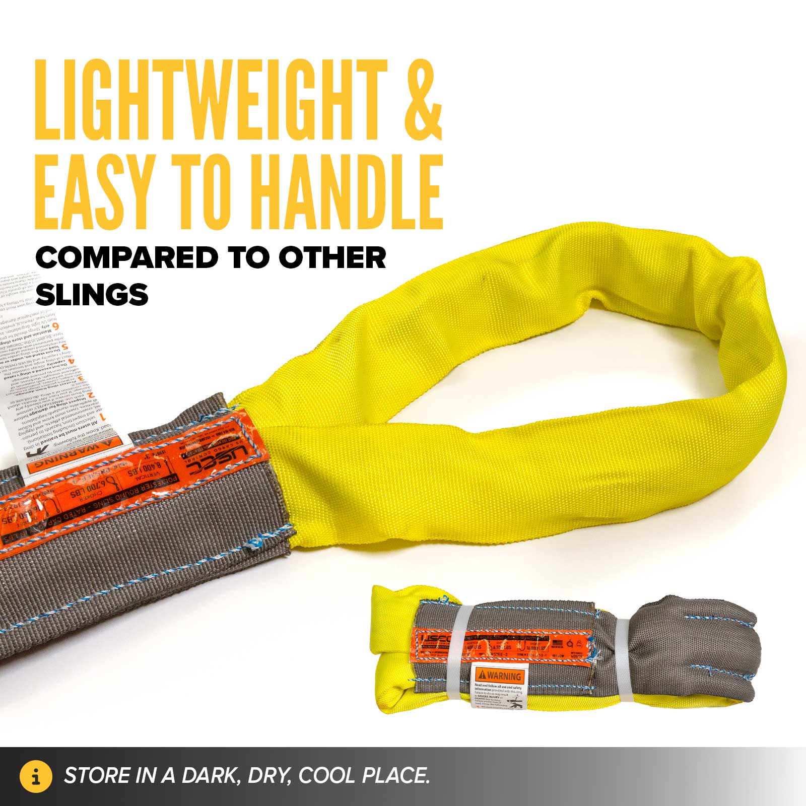 poly roundslings are lightweight & easy to handle compared to other slings