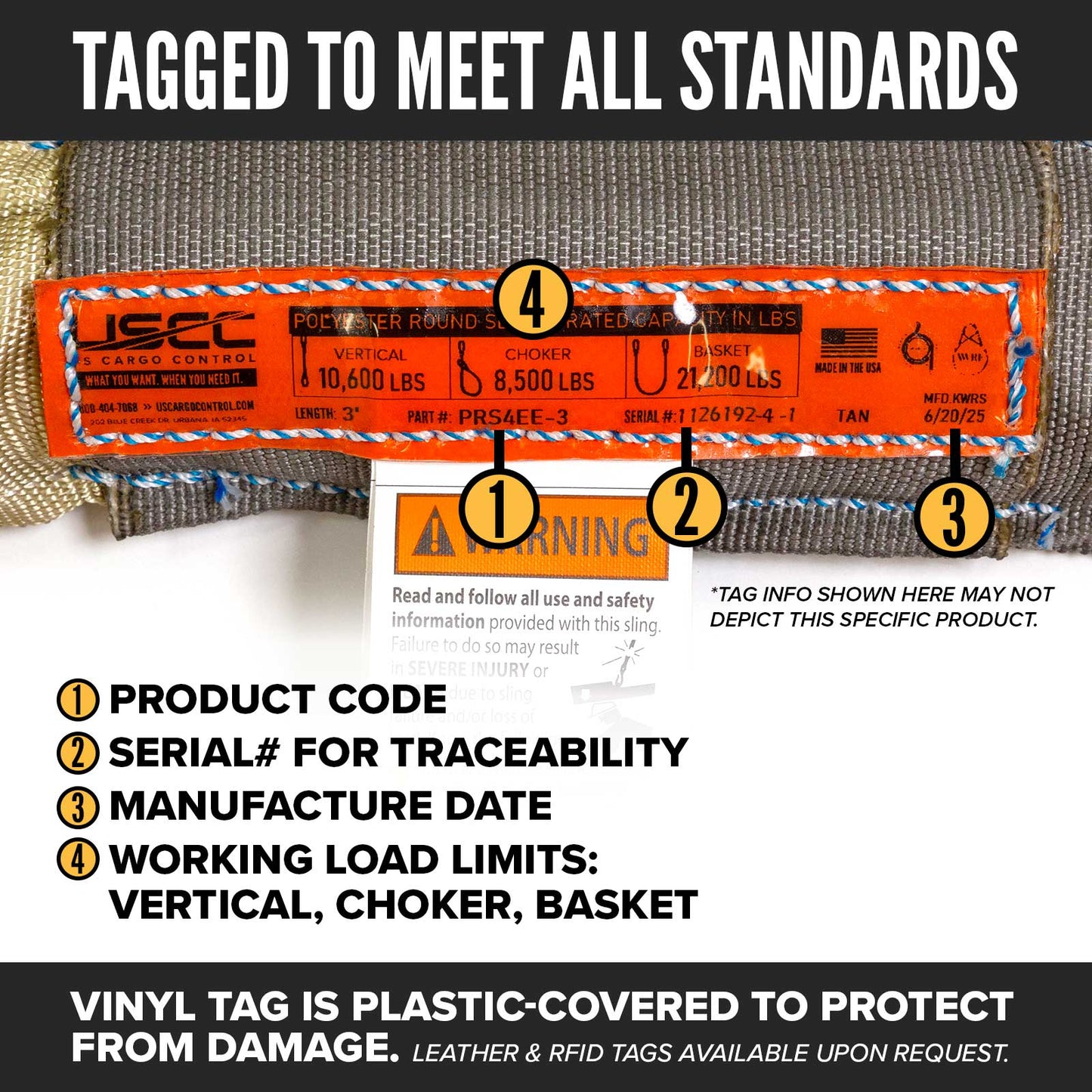 polyester roundsling tag
