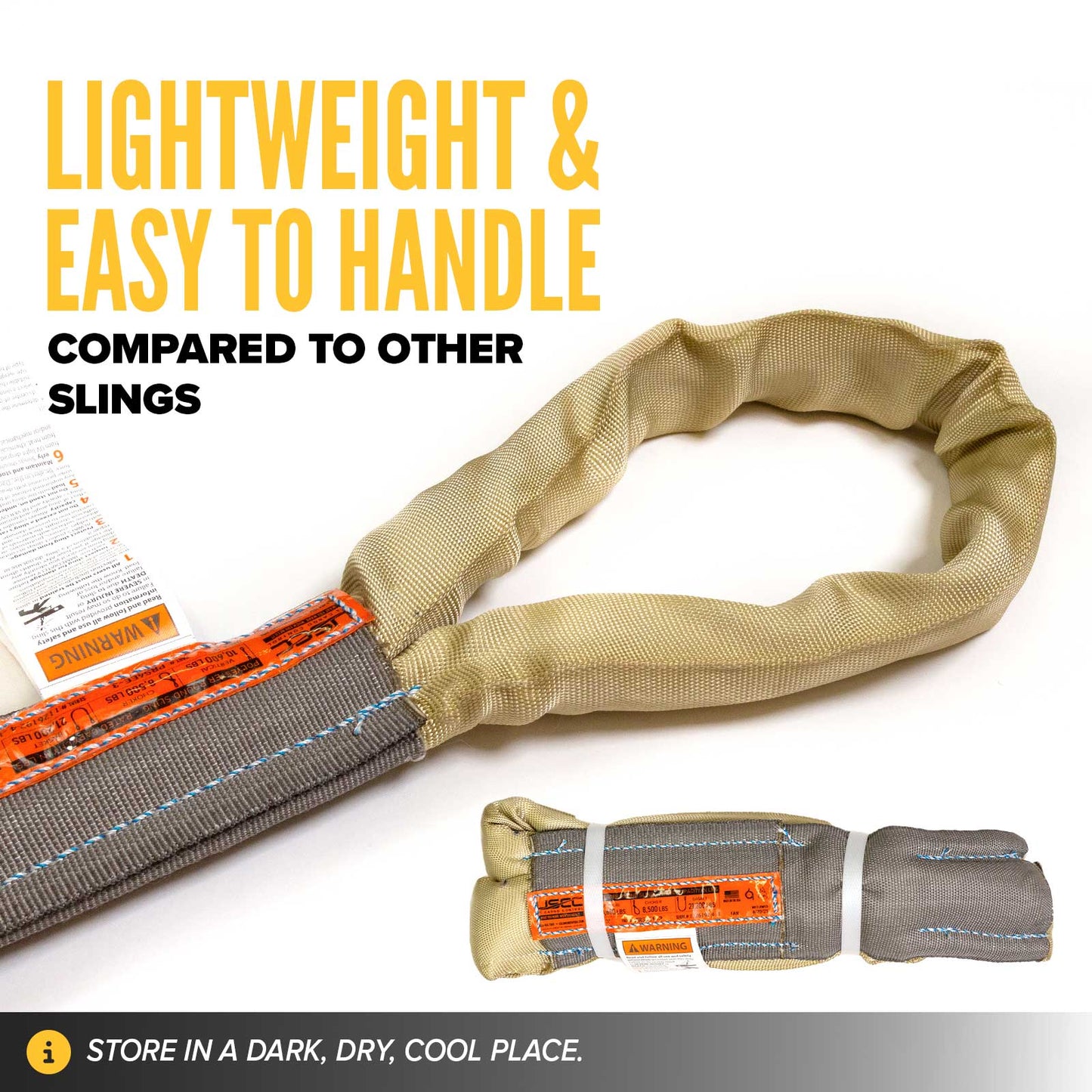 poly roundslings are lightweight & easy to handle compared to other slings
