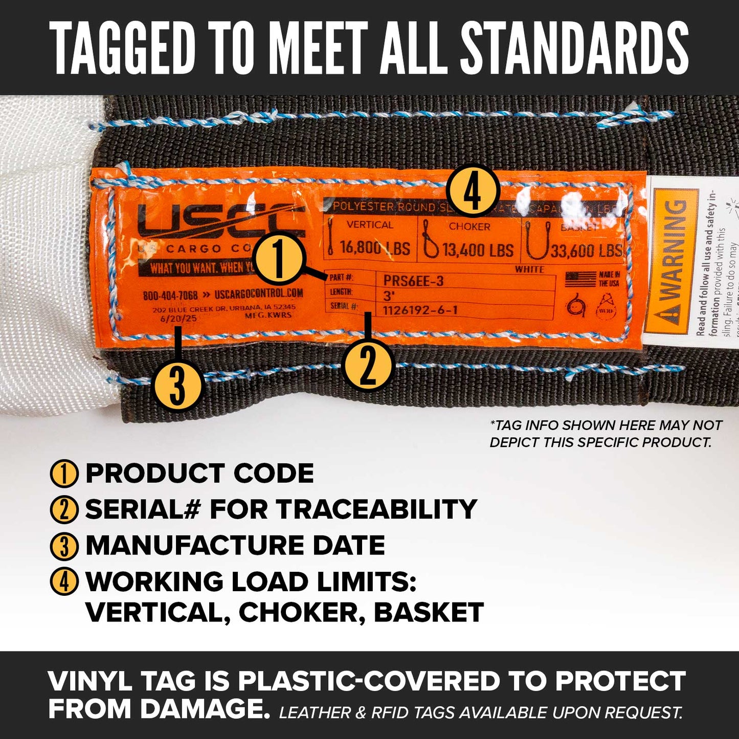 polyester roundsling tag