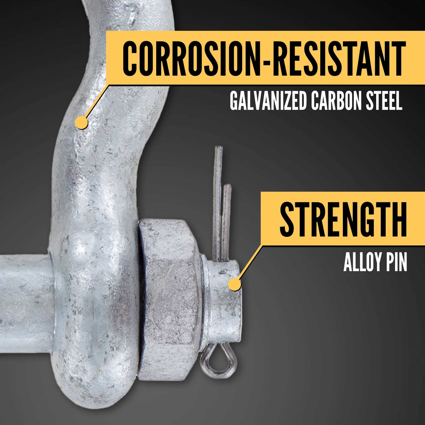 2-1/2" Galvanized Bolt Type Anchor Shackle - 55 Ton shackle construction