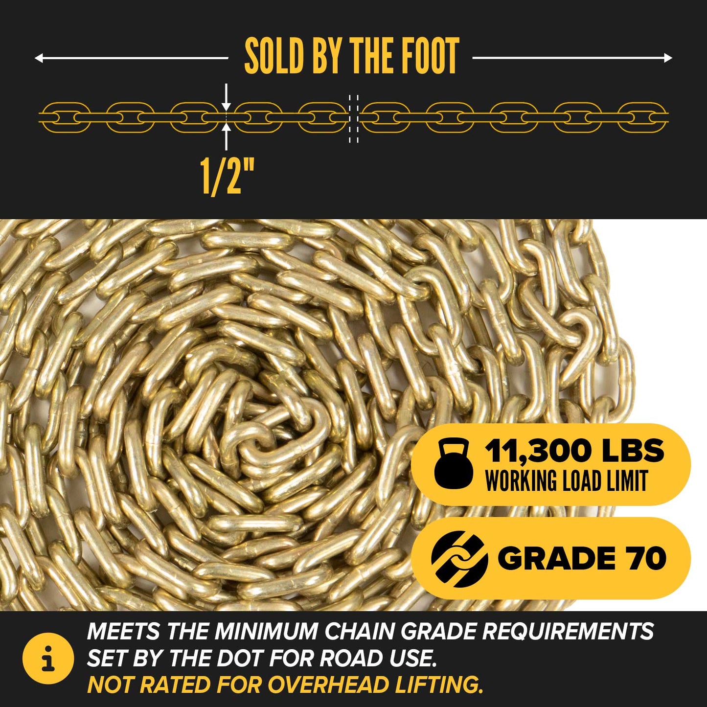 1/2" Transport Chain by the Foot | Grade 70