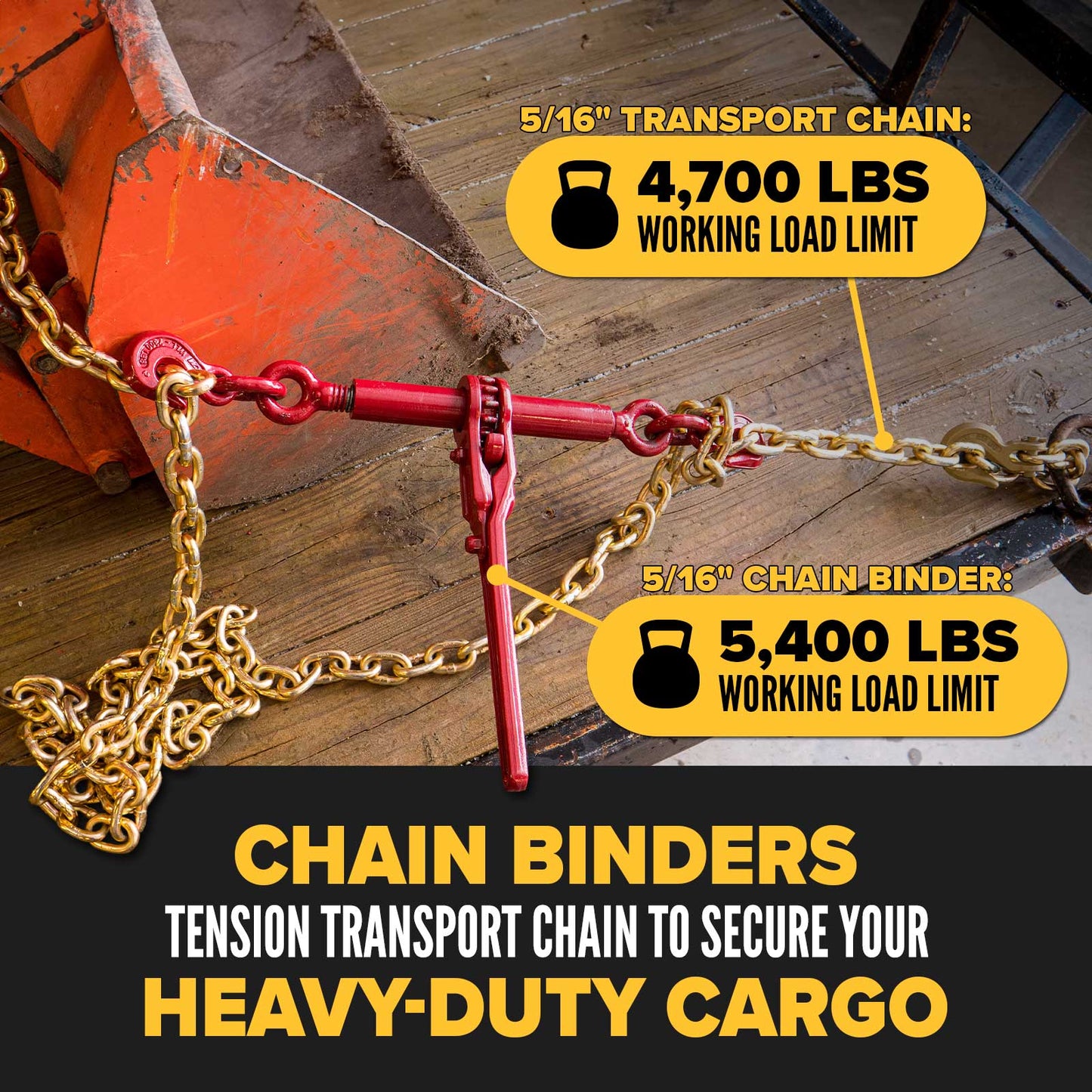 5/16" x 20' Grade 70 Transport Chain and Binder Kit