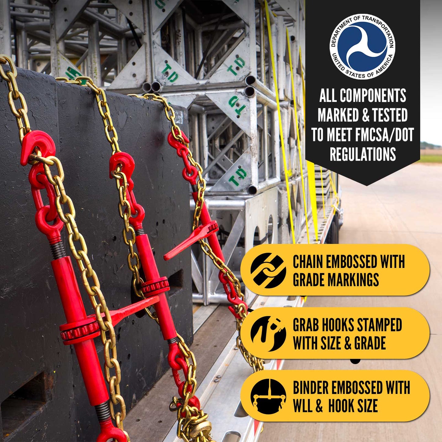 5/16" x 20' Grade 70 Transport Chain and Binder Kit