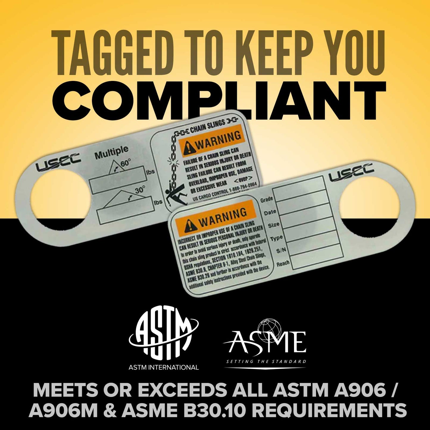 compliant gunnebo chain slings with tags