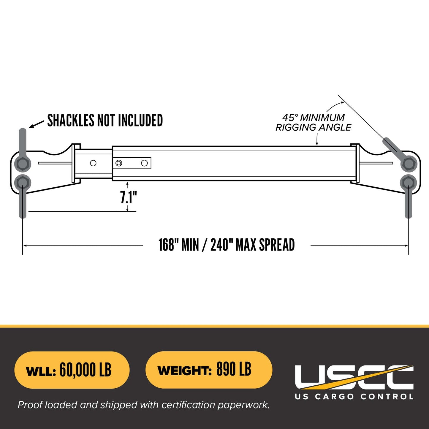 M&W 20129 heavy duty adjustable spreader beam specs