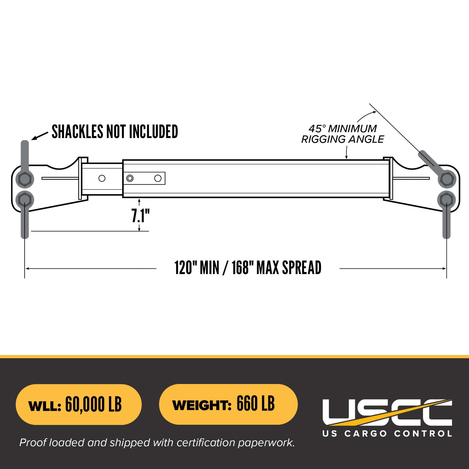 M&W 20130 heavy duty adjustable spreader beam specs