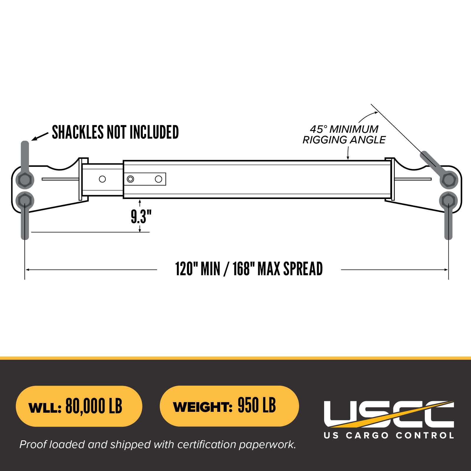 M&W 20135 heavy duty adjustable spreader beam specs