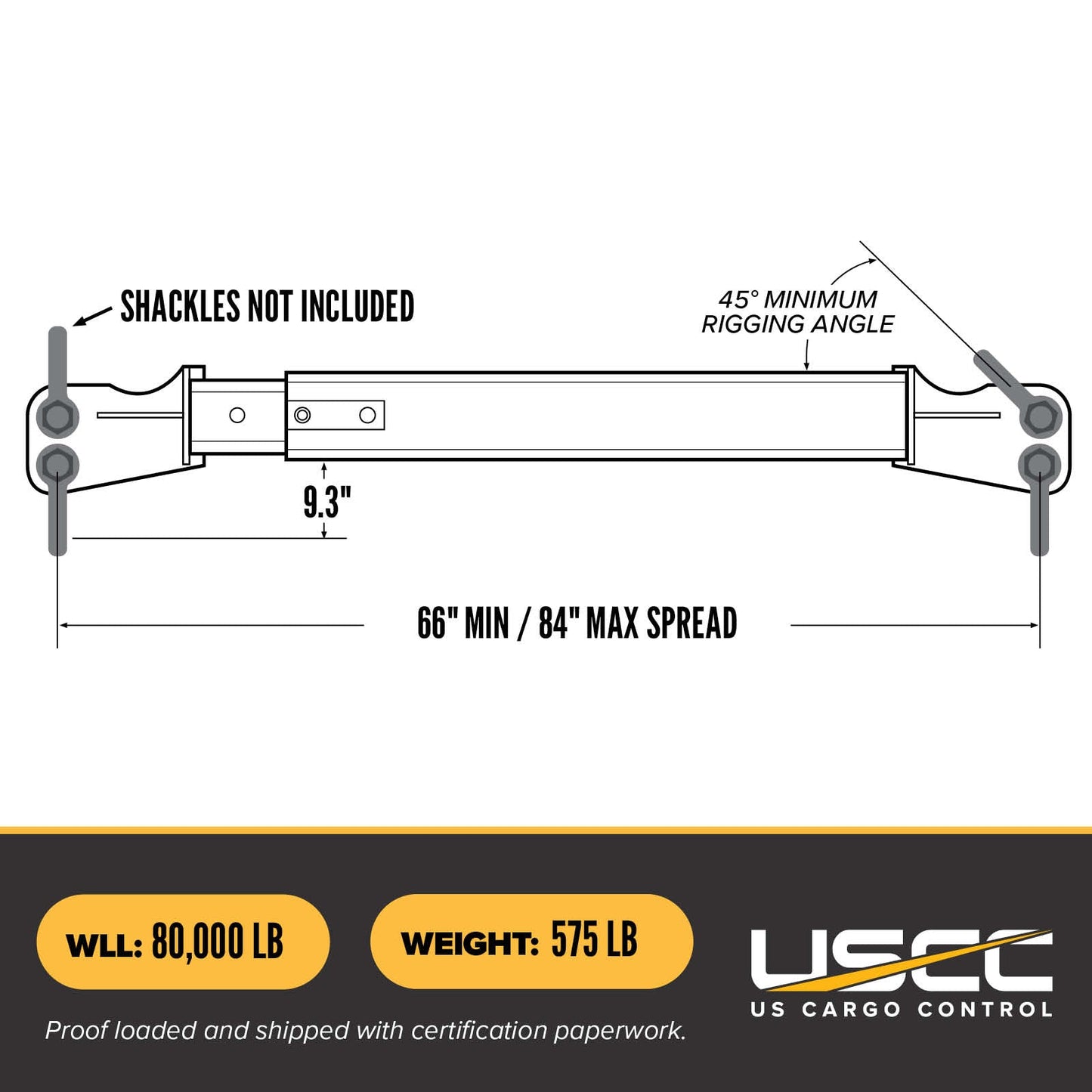 M&W 20137 heavy duty adjustable spreader beam specs