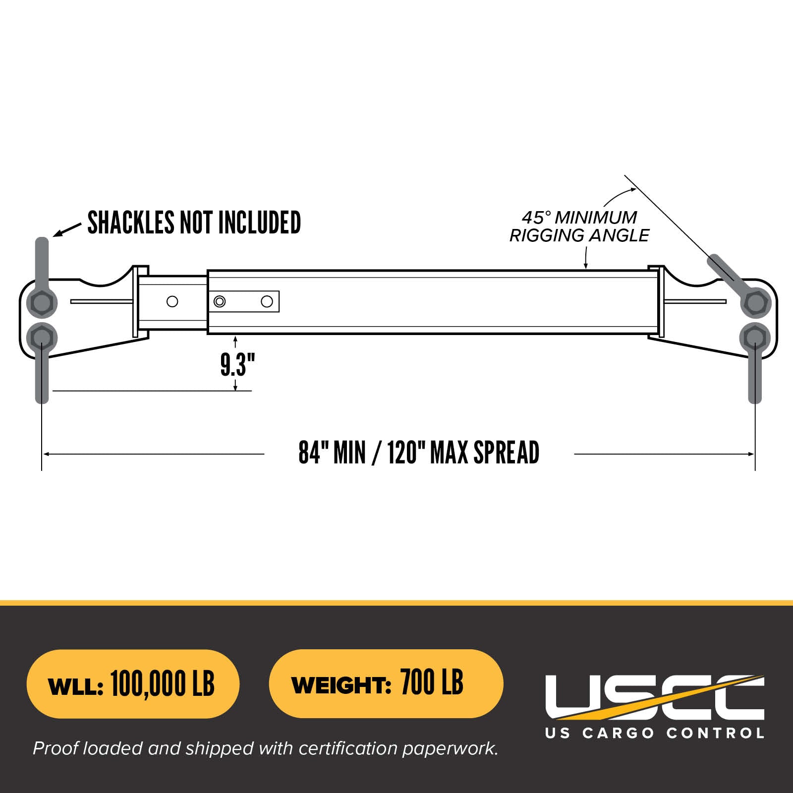 M&W 20141 heavy duty adjustable spreader beam specs