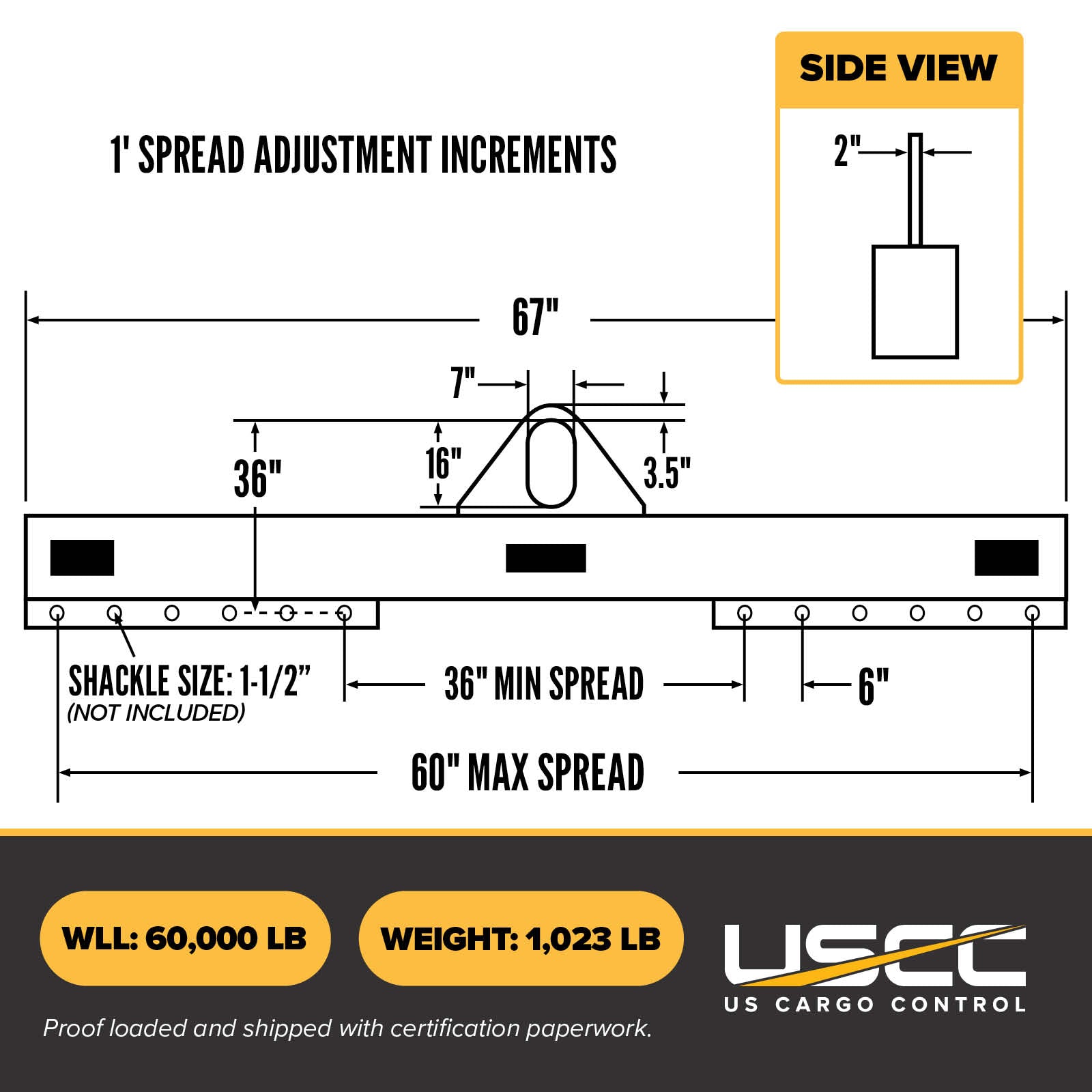 M&W 22176 low headroom adjustable lifting beam specs