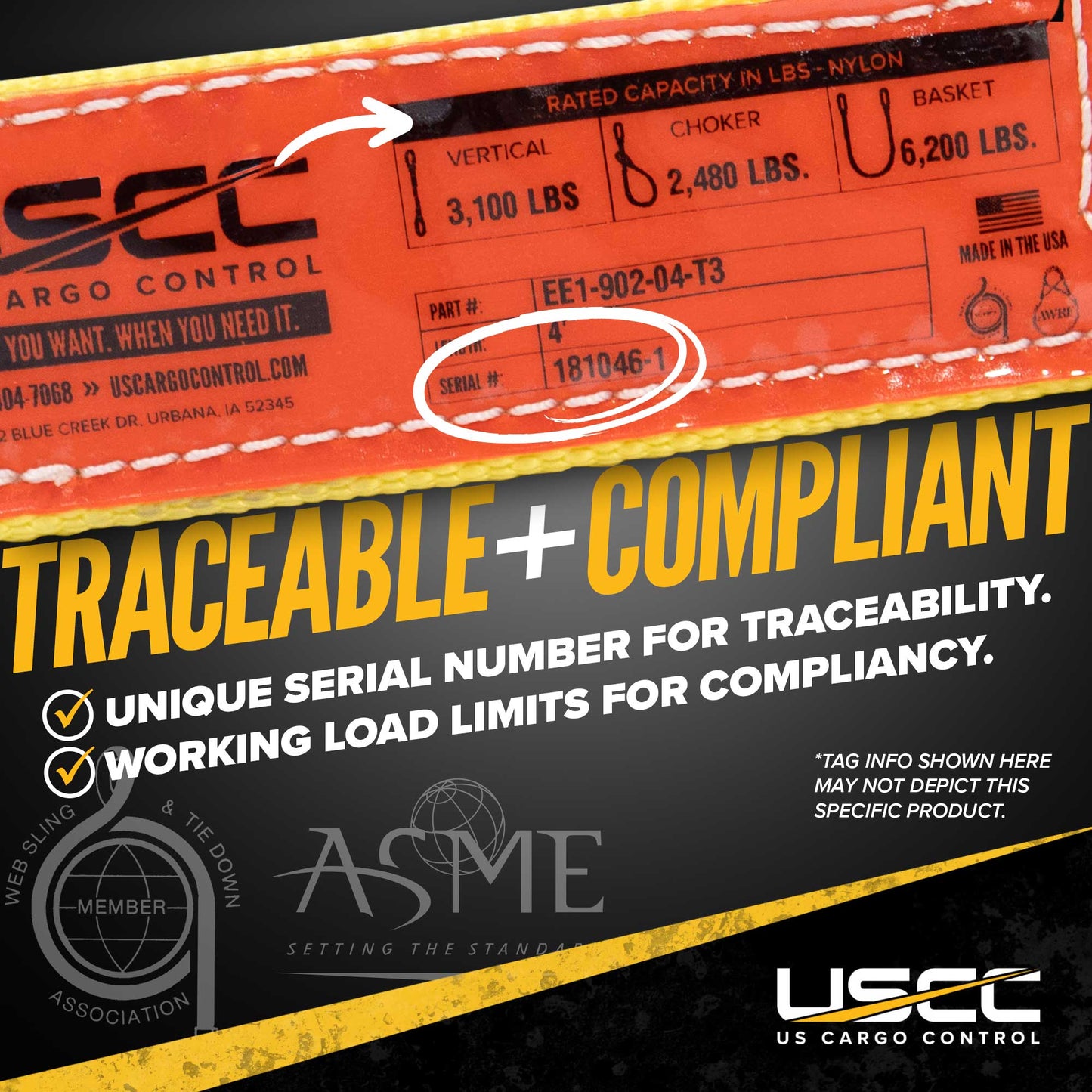 nylon lifting slings are tagged to meet ASME standards