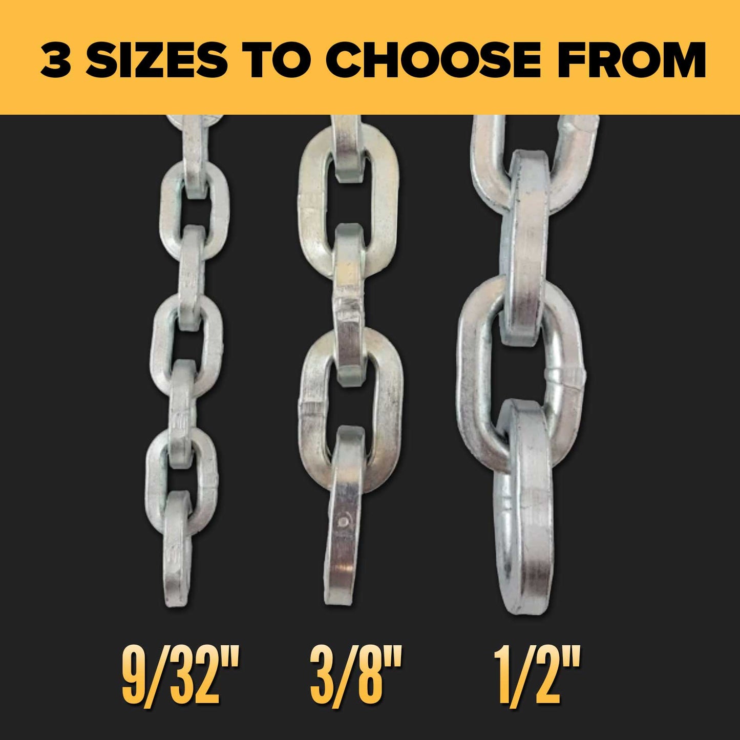 Pewag 1/2" Square Hardened Security Chain | Sold by the Foot