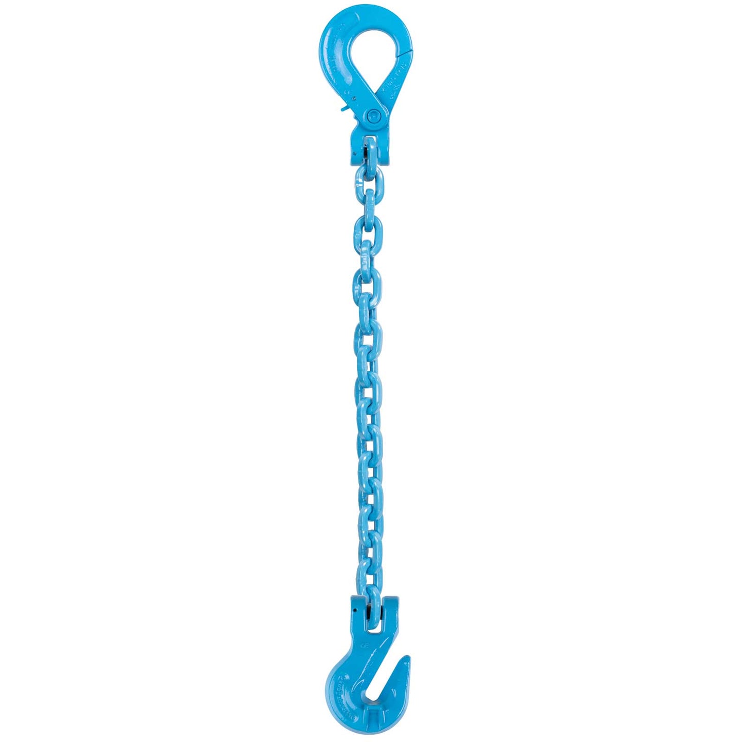 38 inch x 14 foot Pewag Single Leg Chain Sling w Grab & SelfLocking Hooks Grade 120 image 1 of 2