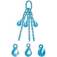 3/8" x 5' - Pewag  Adjustable 3 Leg Chain Sling w/ Sling Hooks - Grade 120