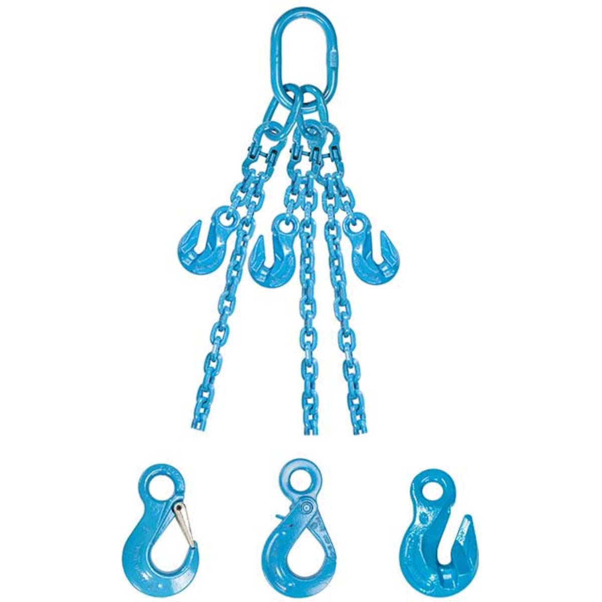 1/2" x 20' - Pewag Adjustable 3 Leg Chain Sling w/ Sling Hooks - Grade 120