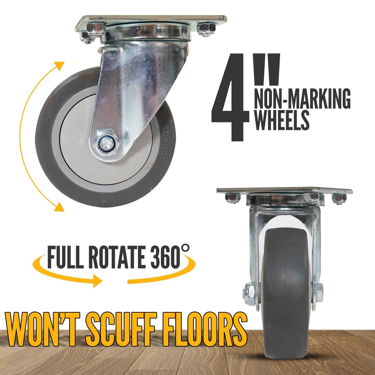 Rubber Cap Moving Dolly: 18" x 32" with 4" Wheels