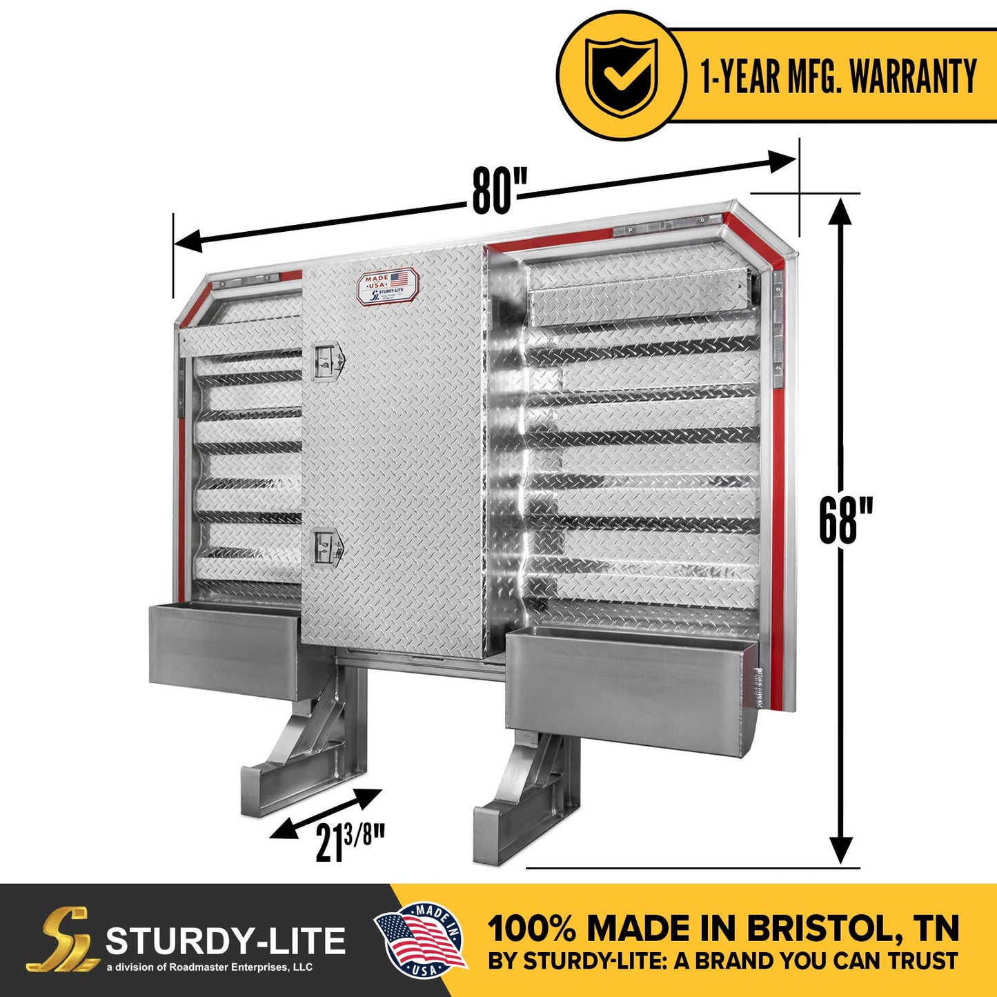 68" x 80" 1-Door Semi Headache Rack | 2 Half-Trays & 2 Chain Hangers | U-Bolt Mounting Kit