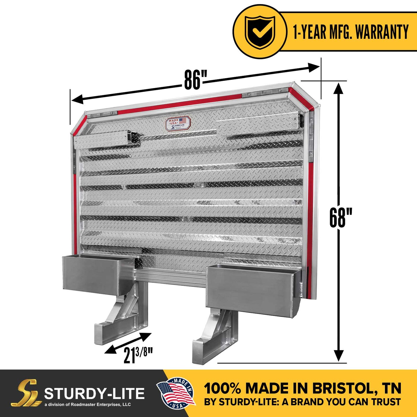 68" x 86" Semi Headache Rack | 2 Half-Trays & 2 Chain Hangers | Straight Frame Mounting Kit