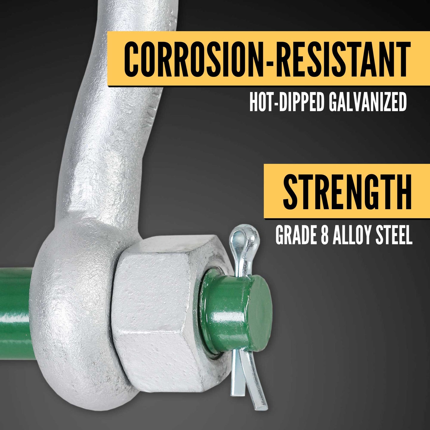 7/8" Van Beest Green Pin® Bolt Type Wide Mouth Towing Shackle | G-4263 - 4.75 Ton shackle construction