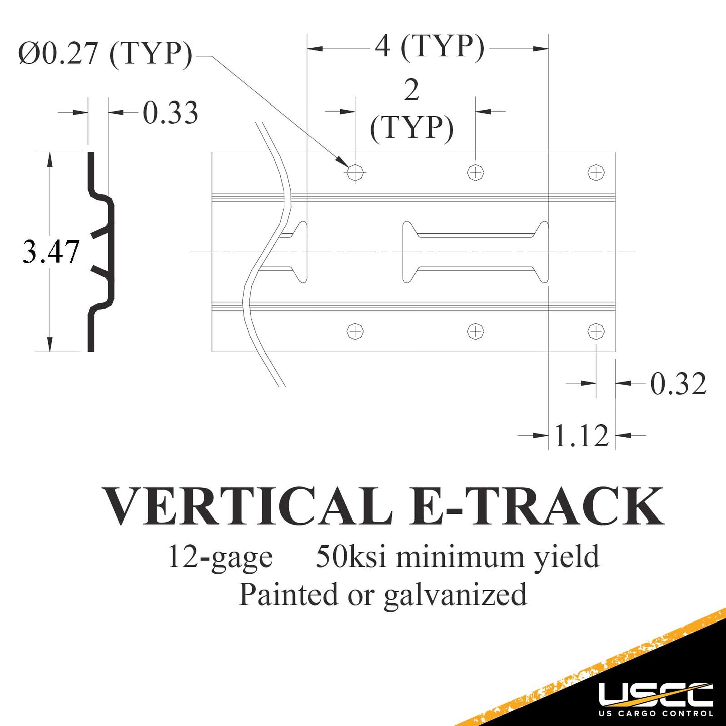 Dark Gray 5' Vertical E-Track | Painted