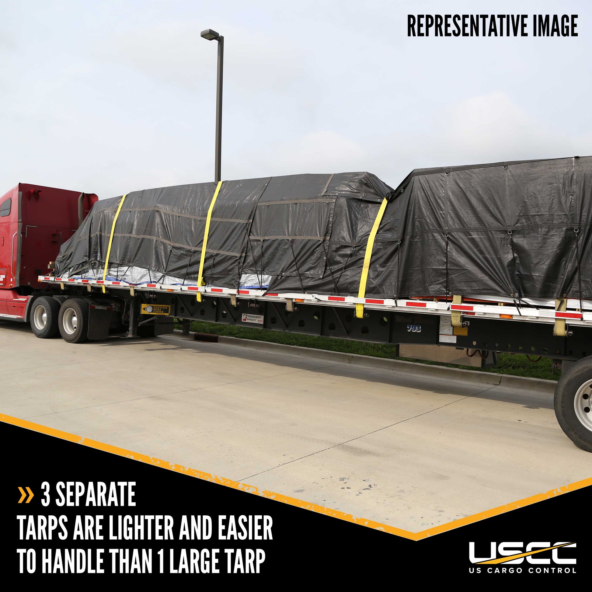 14 oz 3 Pc Lumber Tarp Ends 24 foot x 20 foot (8 foot Drop) Mid 24 foot x 18 foot Black image 9 of 10