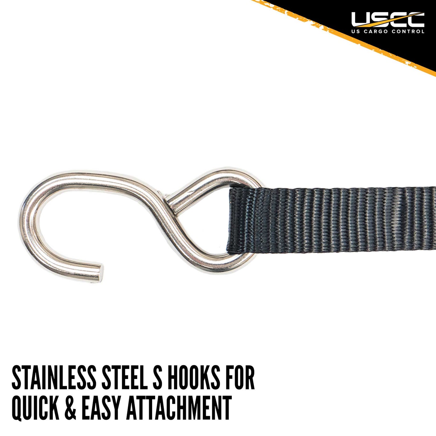 1" x 10' Black Ratchet Strap w/ Stainless Steel Ratchet & S-Hooks