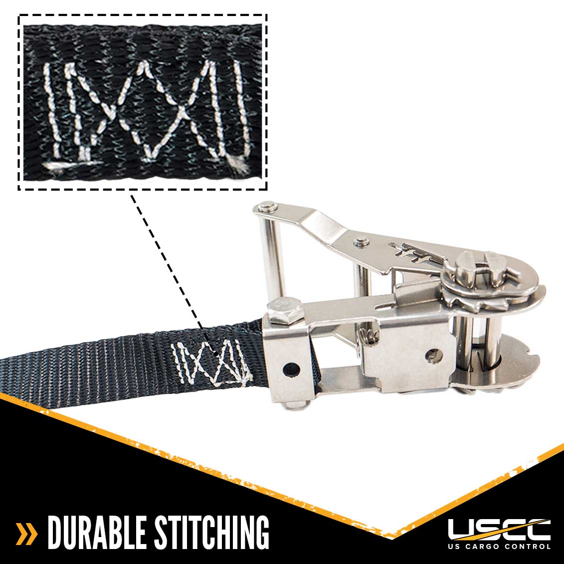1" x 10' Black Ratchet Strap w/ Stainless Steel Ratchet & S-Hooks