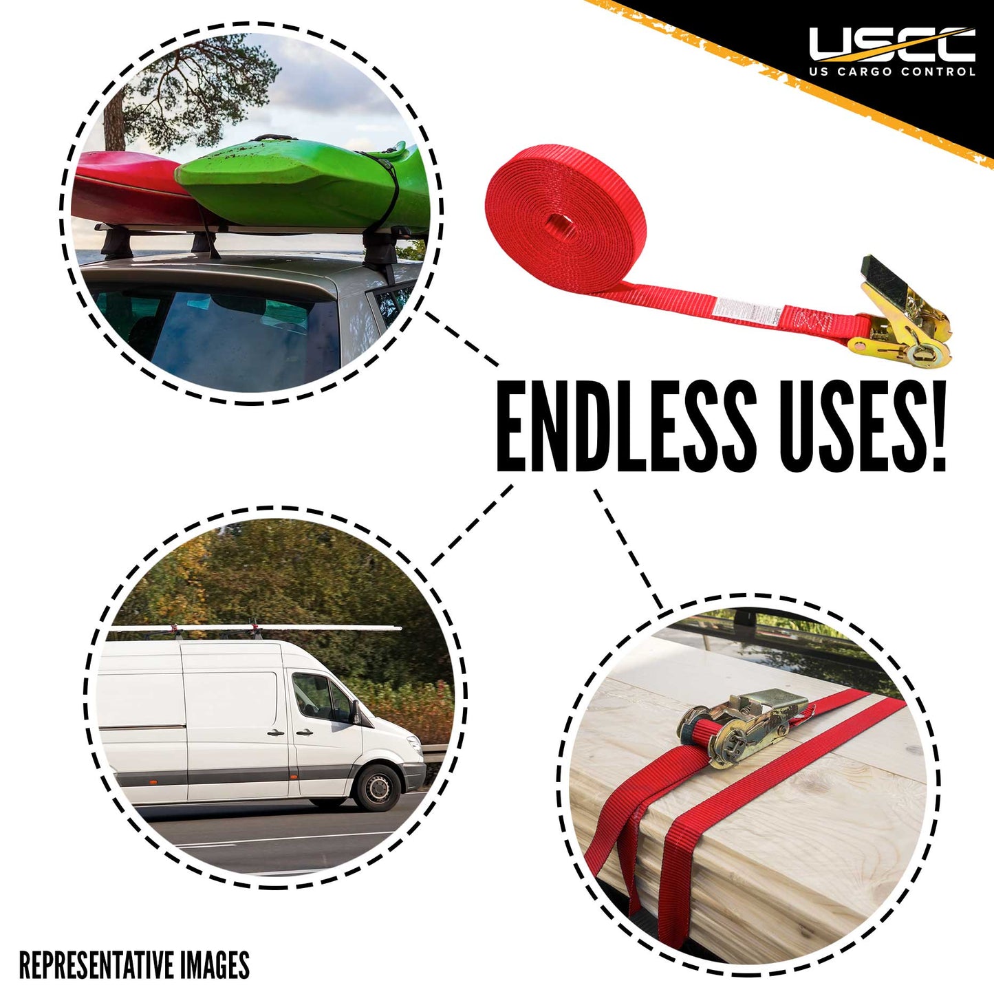 1 inch x 20 foot Red Endless Ratchet Strap image 9 of 9