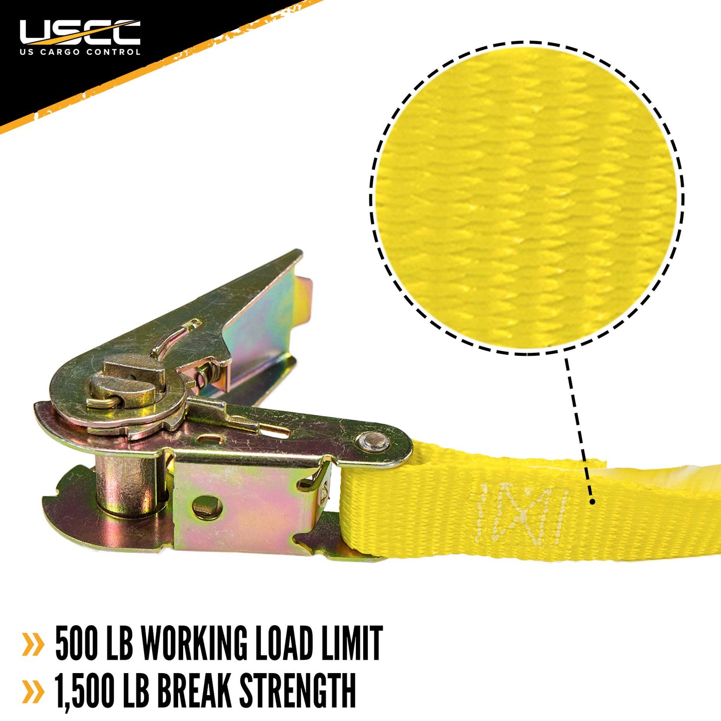 1 inch x 20 foot Yellow Endless Ratchet Strap image 2 of 9