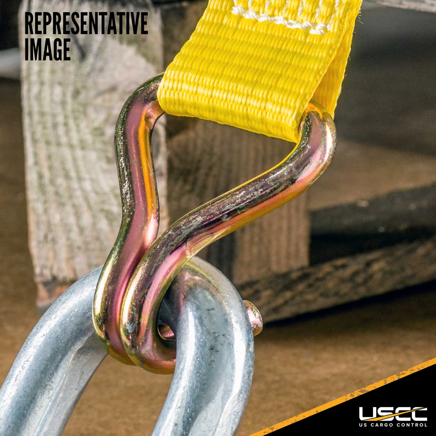 2" Double J Wire Hook: Yellow Zinc | 3,000 lbs. BS