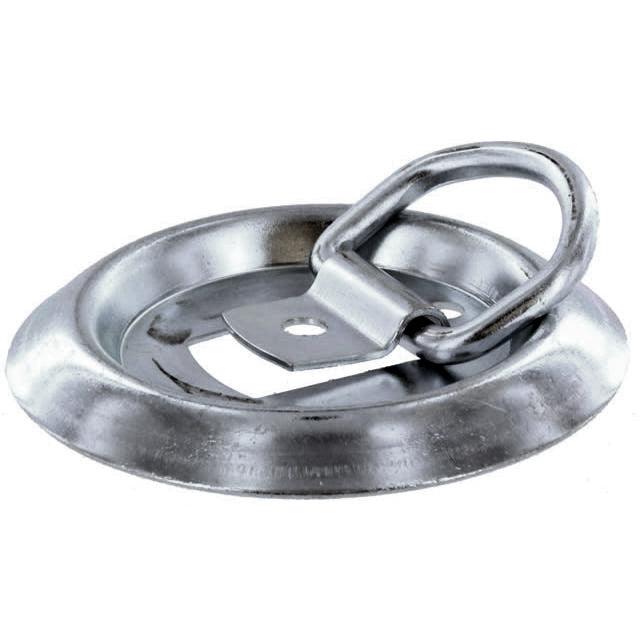 Flush Mount Stainless D Rings - Recessed Stainless Steel Rope Ring - 800 lbs. BS