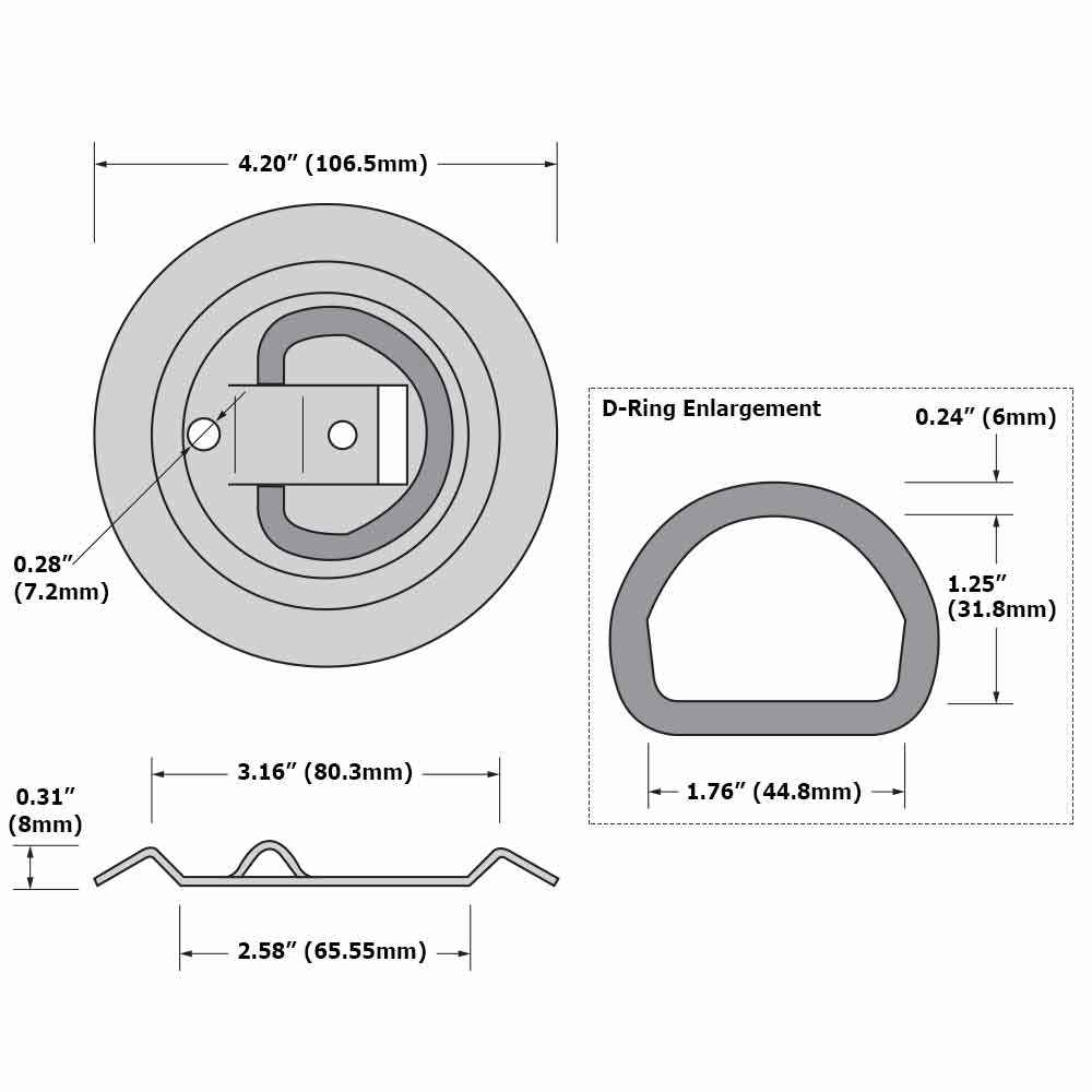 Flush Mount Stainless D Rings - Recessed Stainless Steel Rope Ring - image 4