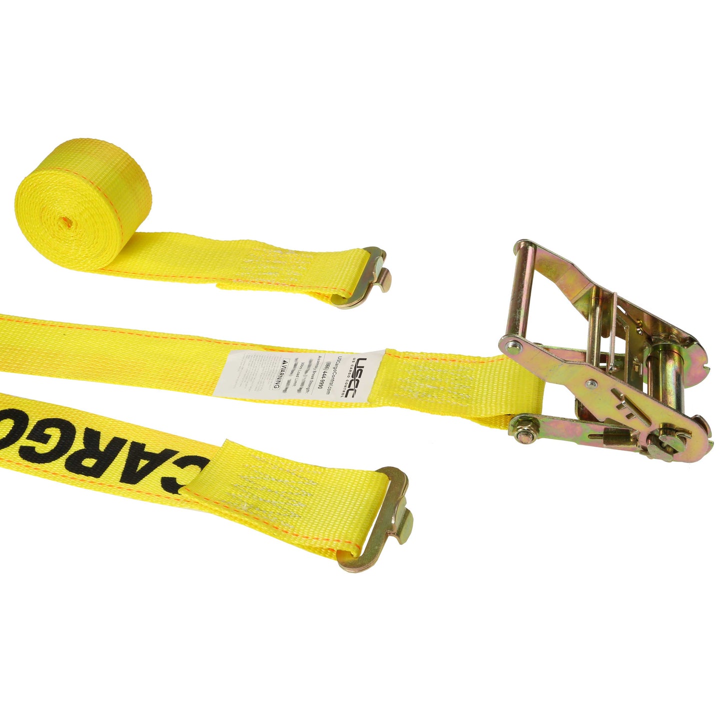 2" x 12' Yellow Ratchet Strap w/Butterfly F Track Fittings