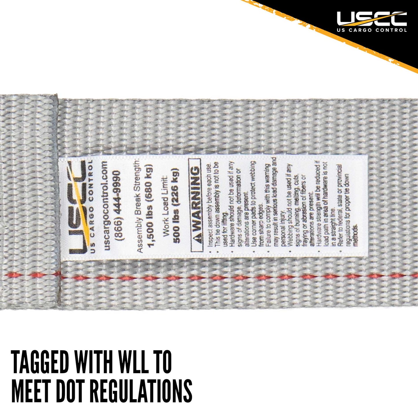 2" x 16' Gray Ratchet Strap w/Butterfly F Track Fittings