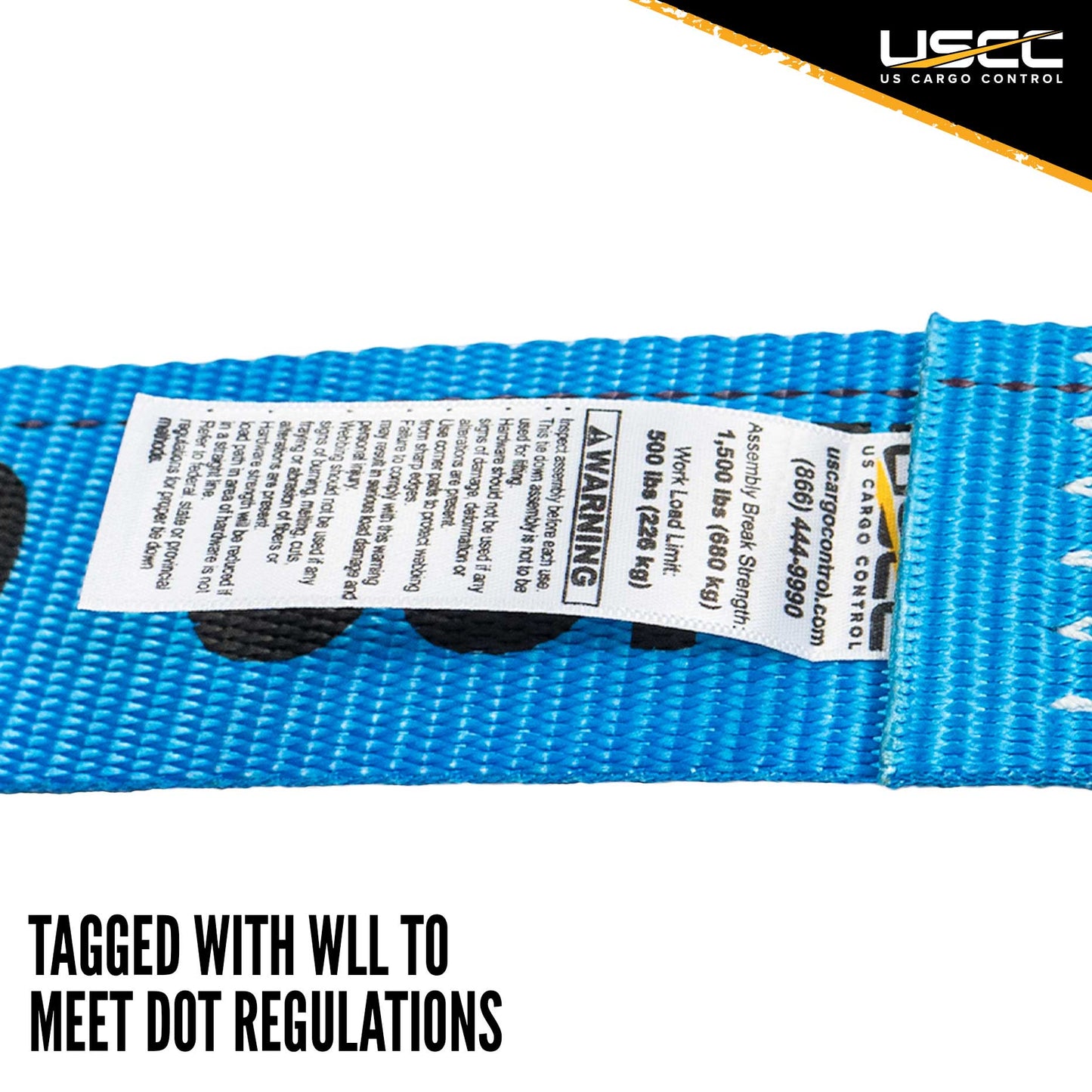 2" x 20' Blue Ratchet Strap w/Butterfly F Track Fittings