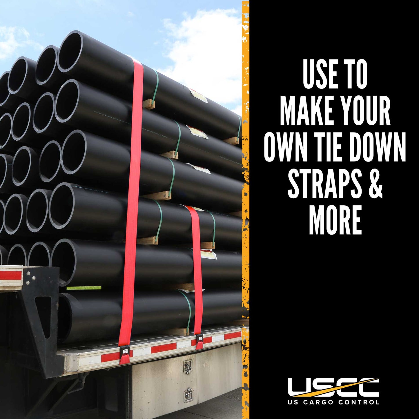 4" 20K Polyester Cargo Webbing - Red - Linear Foot