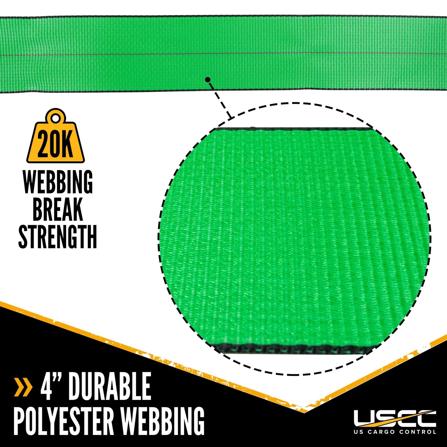 4" x 300' 20K Polyester Cargo Webbing - Green