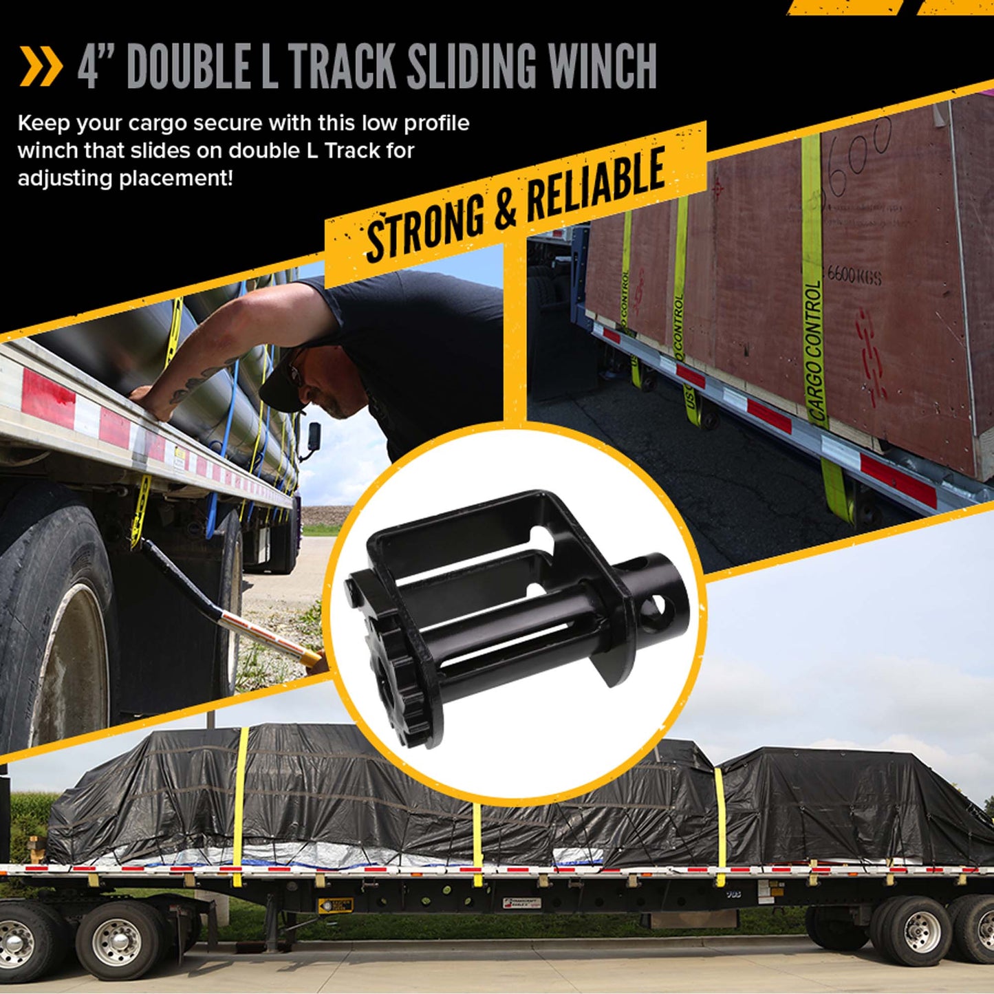 4" Low Profile Double L Track Sliding Winch