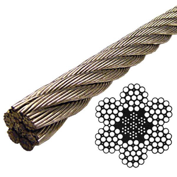 Stainless Steel Wire Rope 304 - 6x19 Class - 1" (Lineal Foot)