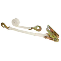 2" x 16' White Tent Ratchet Strap w/ 10K Twisted Snap Hooks