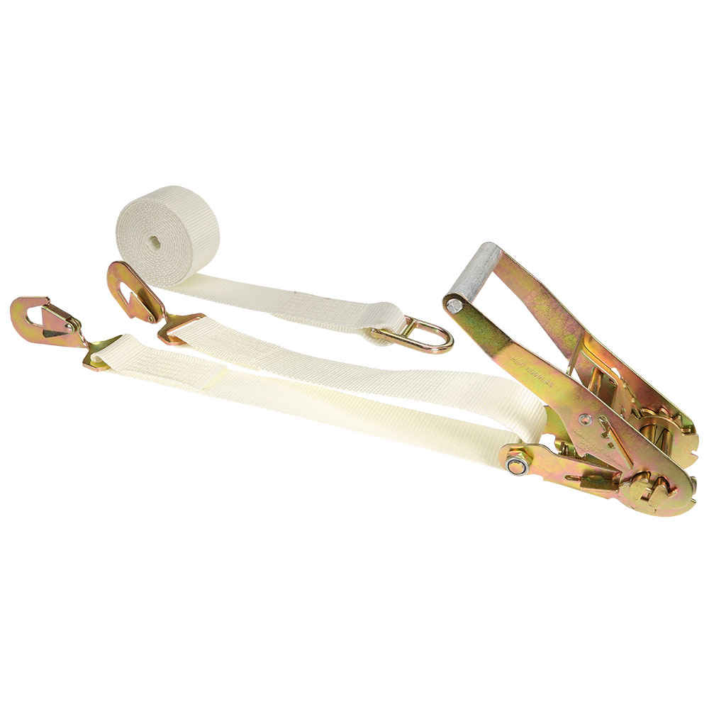 2" x 15' Corner Tent Ratchet Strap w/ Twisted Hooks & Double D-Ring