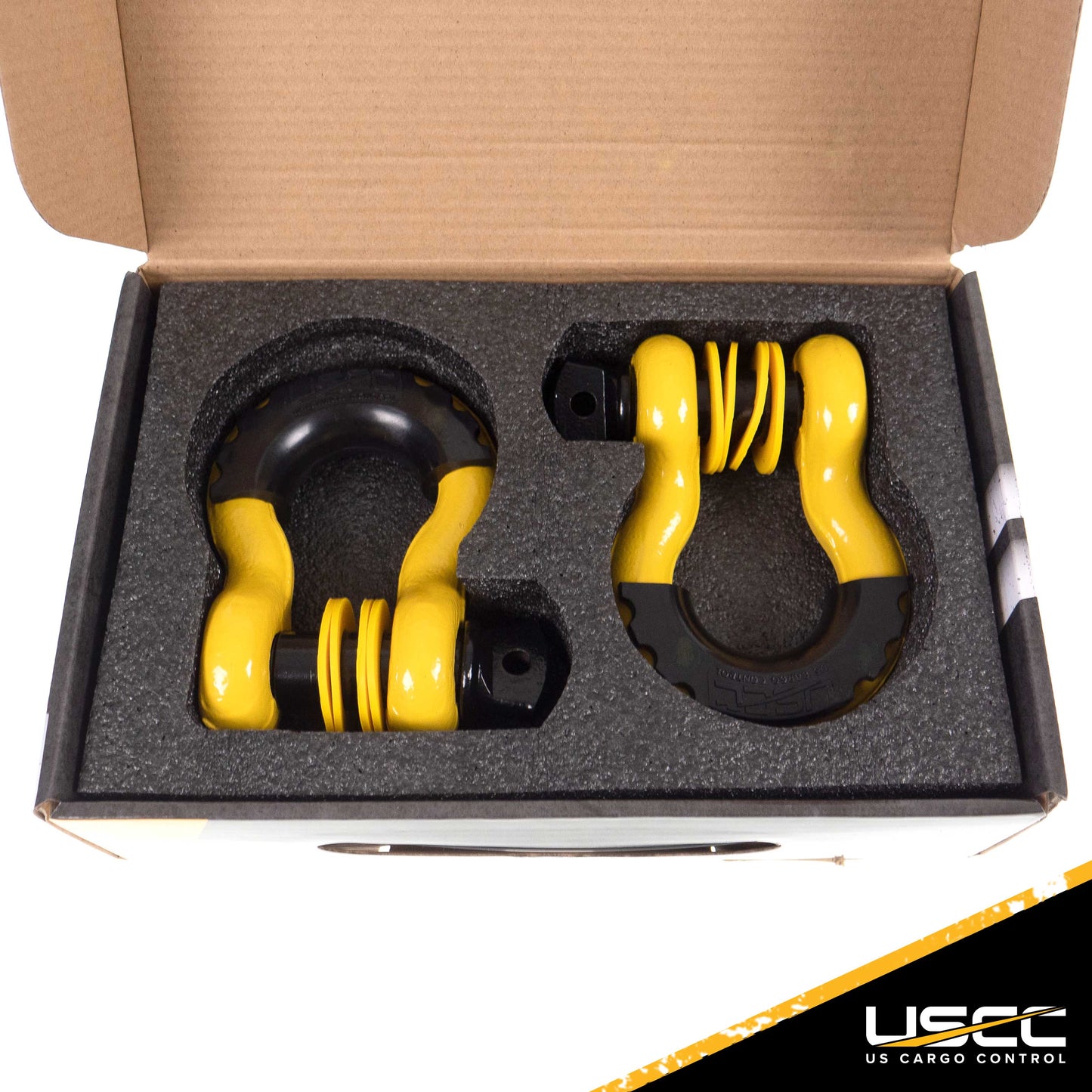 USCC 7/8" Drop-Forged Steel Screw Pin Anchor Shackles with Isolator and Washers – 6.5 Tons – 2 Pack