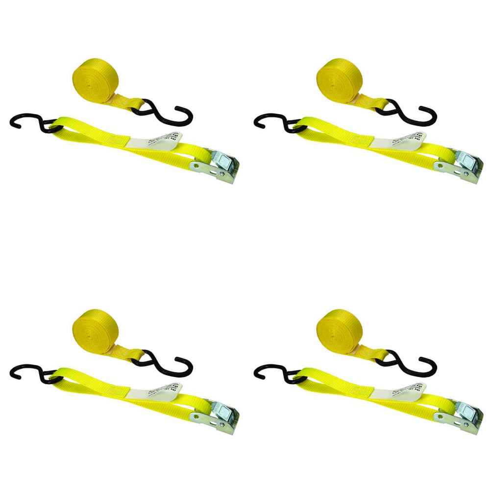1 inch x 15 foot Cam Strap w SHooks 4 Pack