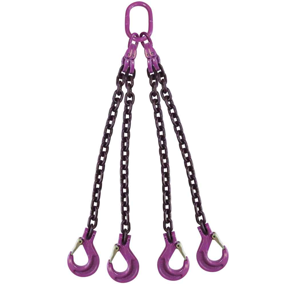34 inch x 14 foot 4 Leg Chain Sling w Sling Hooks Grade 100 image 1 of 3
