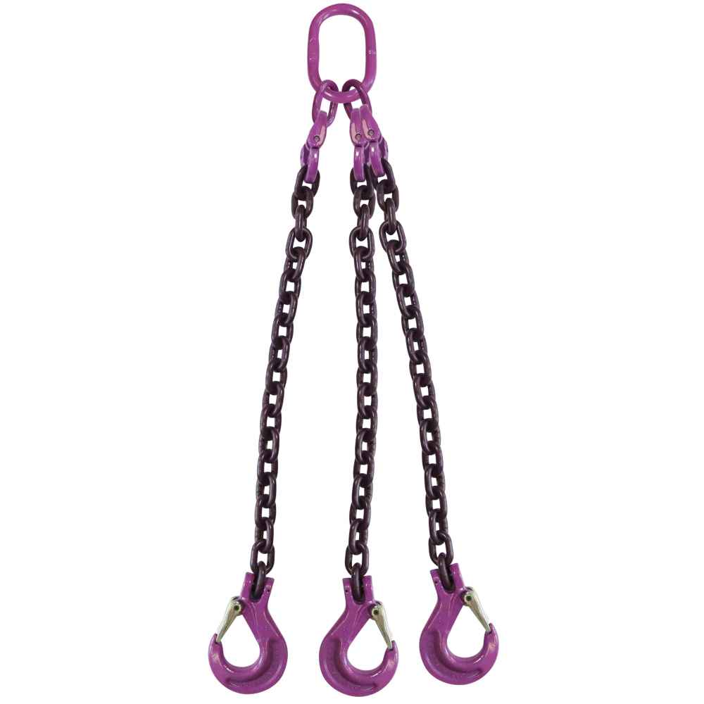 932 inch x 6 foot 3 Leg Chain Sling w Sling Hooks Grade 100 image 1 of 3