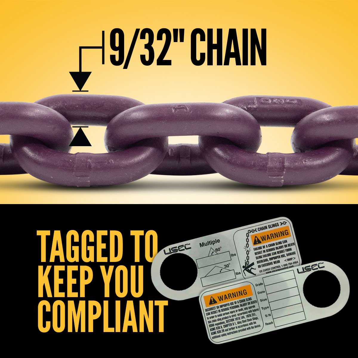 9/32" x 10' - Adjustable 3 Leg Chain Sling w/ Grab Hooks - Grade 100 image 4 of 8