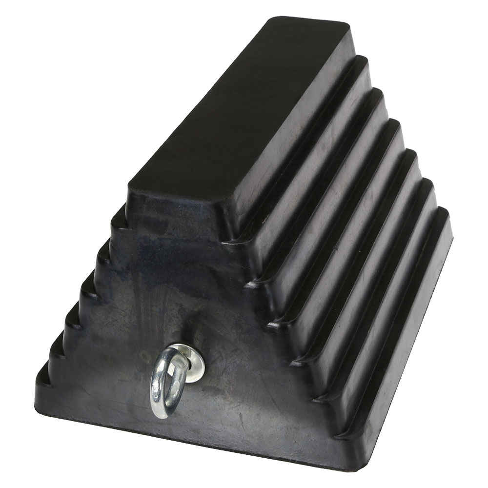 Rubber Double-Sided Wheel Chock w/ Eye Bolt (7"W)