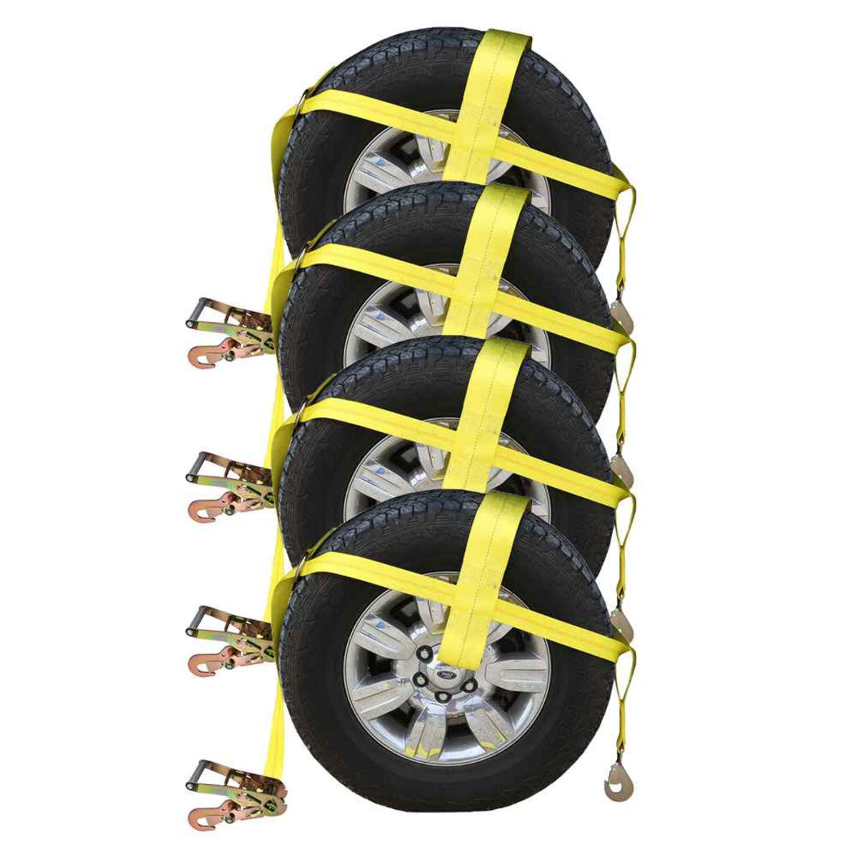 Adjustable Wheel Net with 4 Top Strap Twisted Snap Hook and Ratchet w Snap Hook 4 pack image 1 of 9